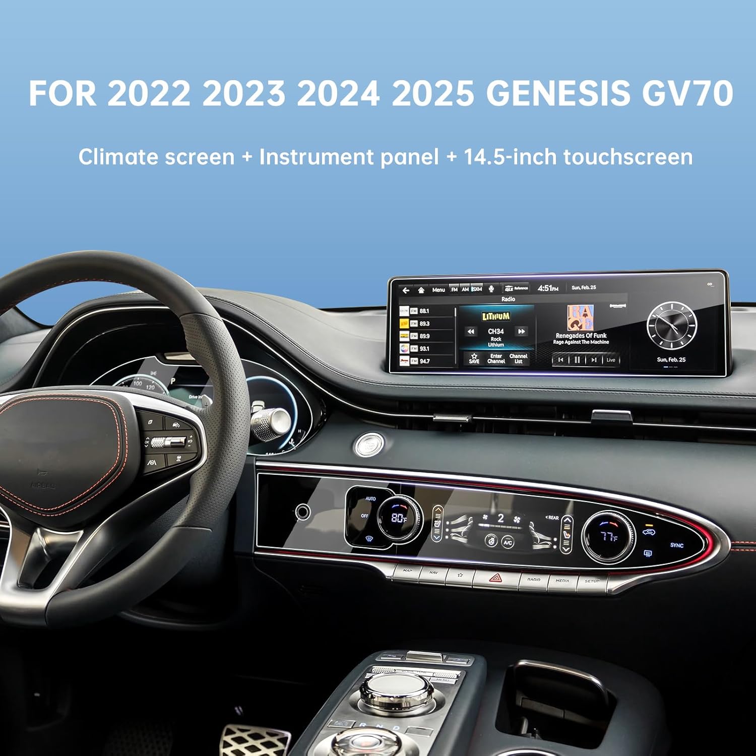 LUWU Screen Protector Compatible with 2022 2023 2024 2025 Genesis GV70 Accessories 2024 2025 Genesis GV70 2.5T/3.5T Sport Screen Protector 2025 Genesis GV70 Nano Touchscreen 4PCS