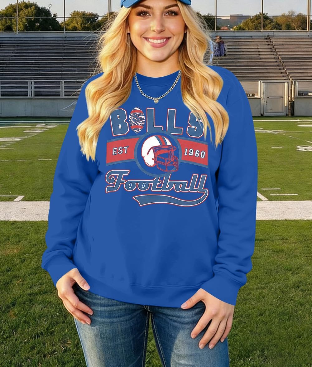 JINTING Football Sweatshirts Women Game Day: Football Letters Print Tee Game Day Long Sleeve Shirt Football Team Fans Tops - Image 2