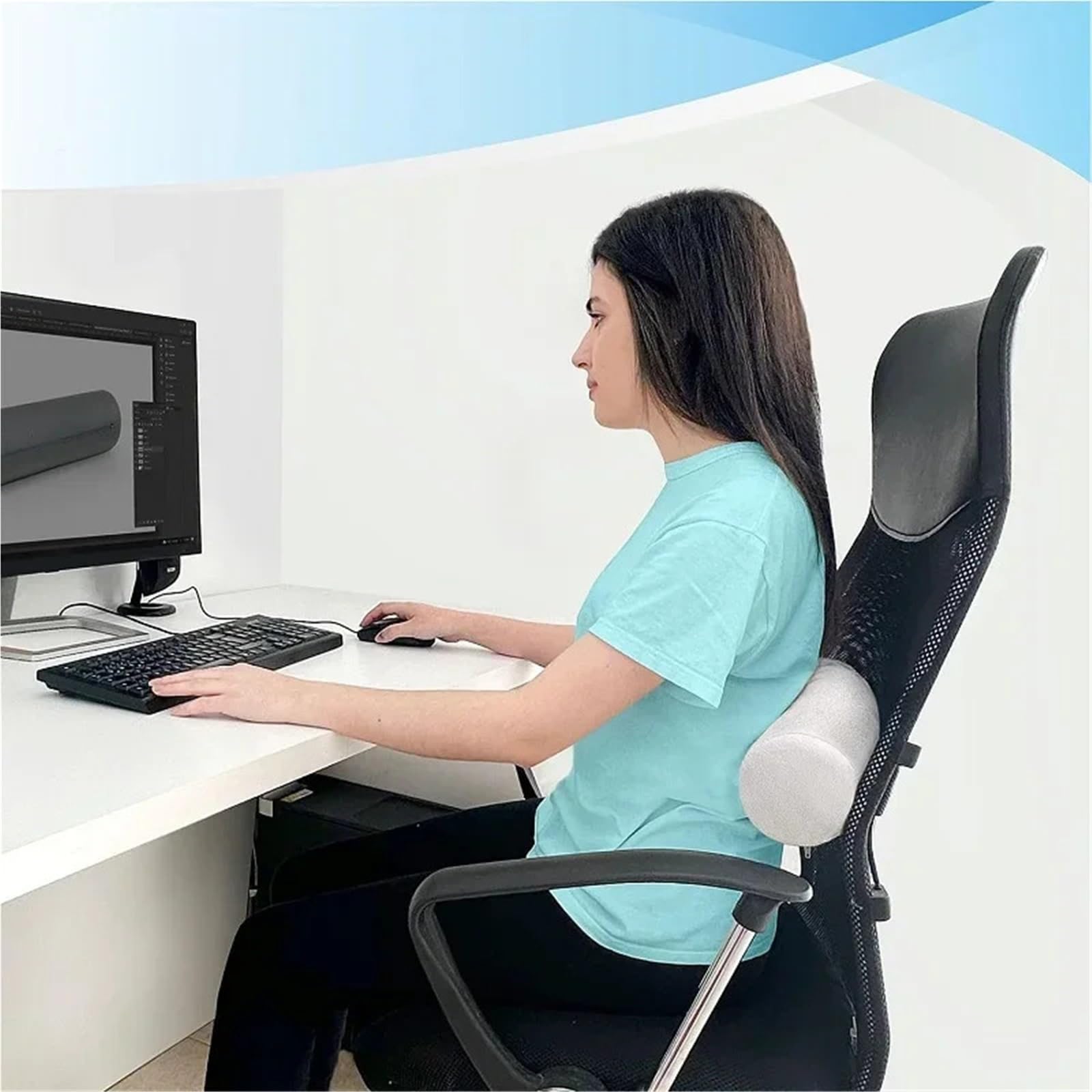 Rouleau Cervical Confortable, traversin de Cou Doux, Coussin Lombaire for Jambe, Dos, traversin Amovible en Mousse(40 * 10cm)