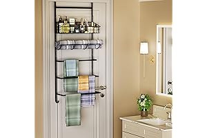 X-cosrack Over Door Towel Rack, 5-Tier Bathroom Towel Holder and Organizer