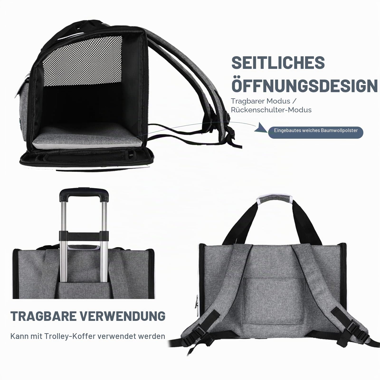 PETCUTE Katzenrucksack Hunderucksack für Katzen und Kleine Hunde,Atmungsaktiv Haustier Rucksack Katzentransportbox mit Herausnehmbarer Matte,Faltbar Katzentasche,Multifunktionales Transportbox Hund