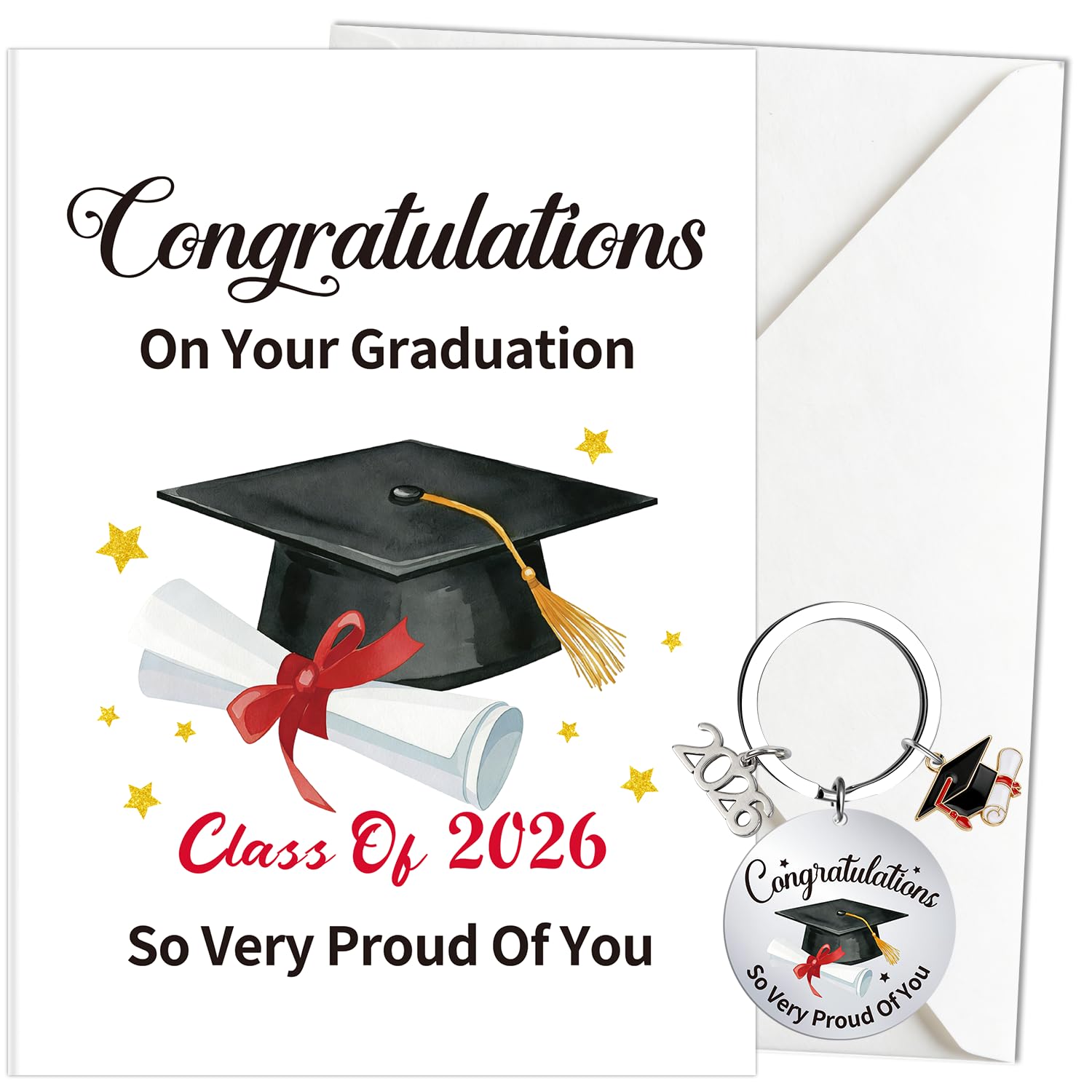 Luvart Class of 2026 Graduation Card Gift - Congratulations On Your Graduation Greeting Card with Keychain Proud of You Gifts for Women Her Him Daughter Son Granddaughter Grandson Niece Nephew Friends โ image 1