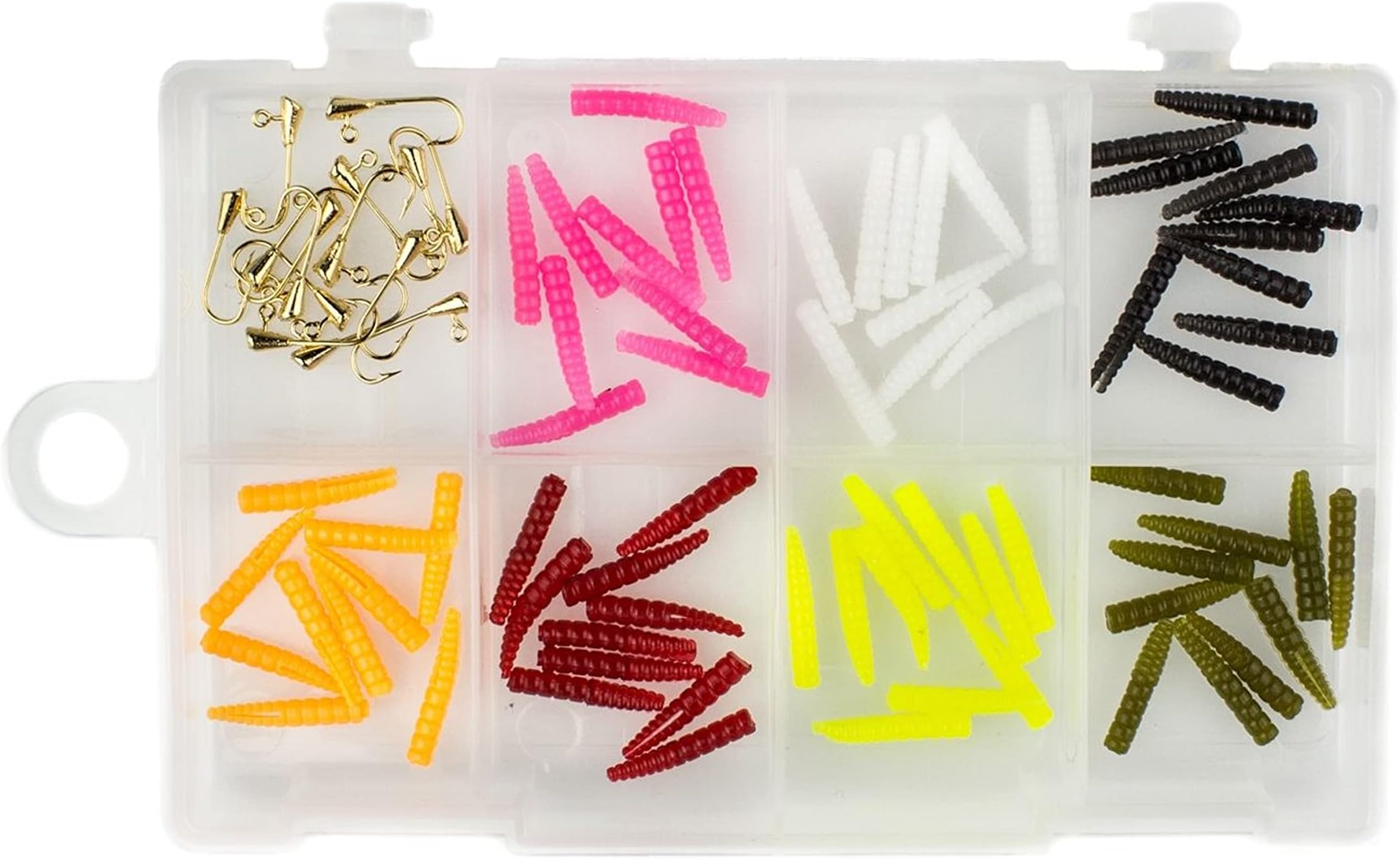 Leland's Lures Trout Magnet 85 Piece Mini Magnet Kit, Includes 70 Grub Bodies and 15 Size 14 Hooks, for Fly Fishing Or with Original Trout Magnet, Chatches All Types of Fish
