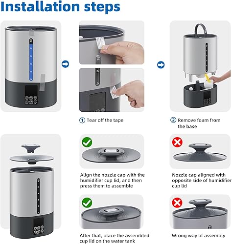 Miniatura 2 de Humidificadores de 6 L para dormitorio, habitación grande, hogar, humidificador fresco y cálido para bebés y plantas, humidificadores de escritorio