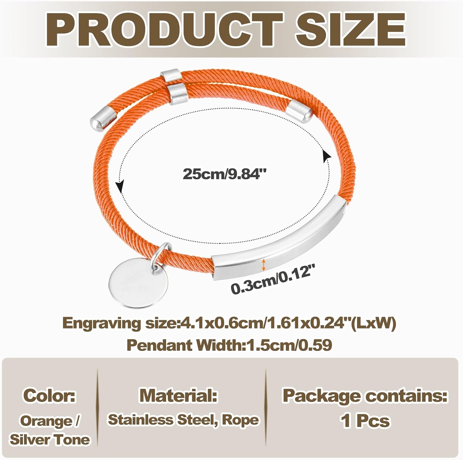 MECCANIXITY Braided Adjustable Stainless Steel Bracelets, Personalized Handmade Braided Rope Wrap Stainless Steel Engravable Bracelets with Bag for Mens Womens - Image 2