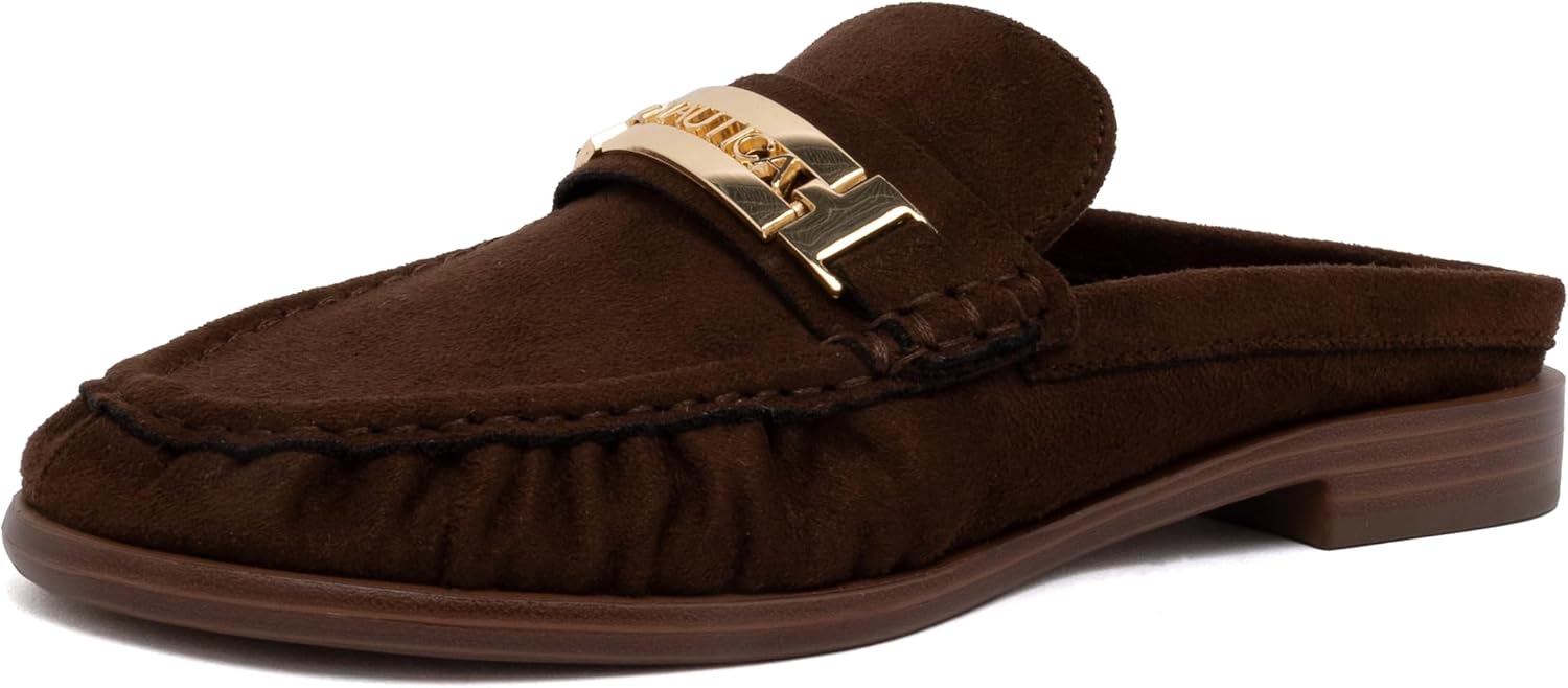 Nautica Women's Microsuede Slip On Mule Loafer - Casual Backless Flat Dress Shoe