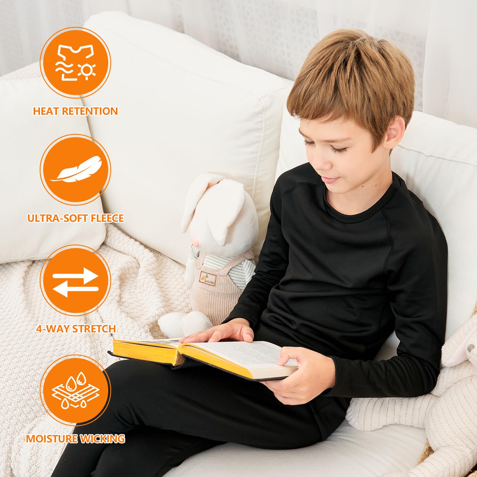 Homord Intimo Termico Bambino, Manica Lunga Maglia Termica e Pantaloni Intima Termica Bambina Calcio Sci - Completo Tuta Termica Funzionale Set Termico Bambini per Sci Ciclismo