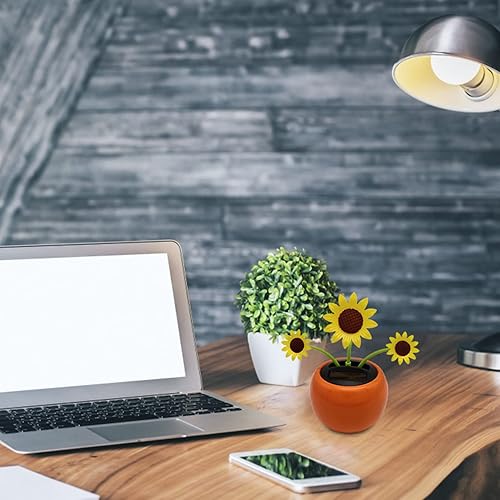 Miniatura 9 de Naysku Flores solares bailarinas | Adorno solar de girasol para automóvil, juguete portátil de cabeza agitadora, decoración reutilizable de tablero