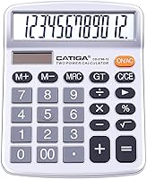 Vista 12 de CATIGA CD-2786 - Calculadora de escritorio de 12 dígitos con pantalla LCD grande y botón sensible, energía solar dual y batería, función estándar