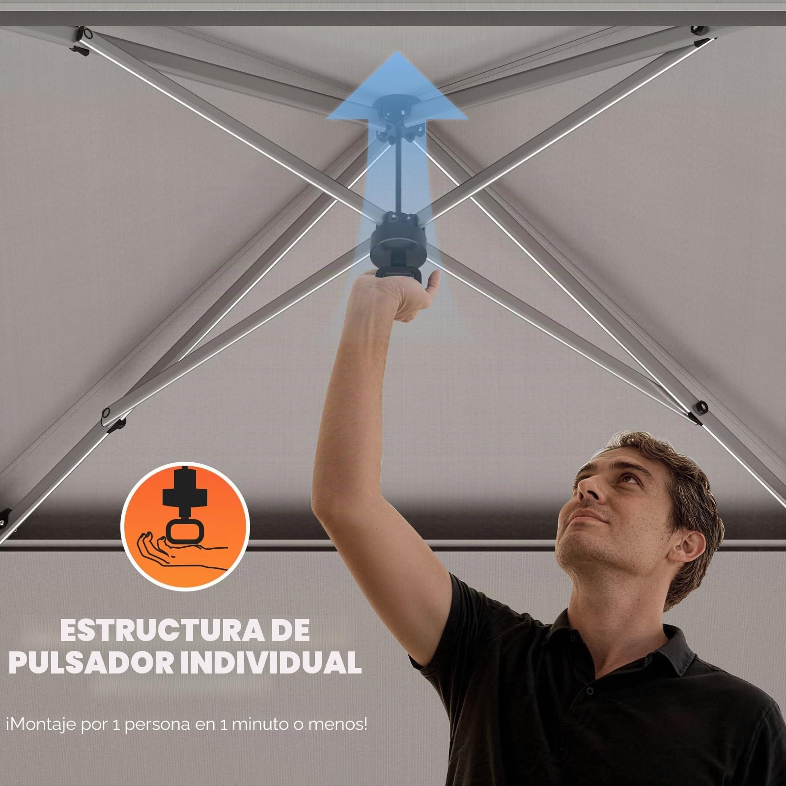 Huracan Pabellón de jardín Plegable 3,6 x 3,6m, Carpa Impermeable, Gazebo con 4 mosquiteras Laterales y Sacos de Arena, Regulable en Altura, Carpa de jardín con Techo Doble, Antracita