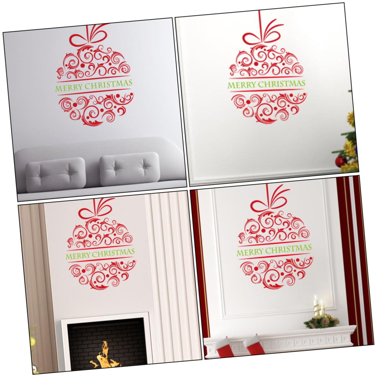 Cabilock 3 Pezzi Adesivo Murale Natalizio Chic Decorazione per Finestre e Stickers Natalizi Riutilizzabili per Supermercati Negozi e Festivi