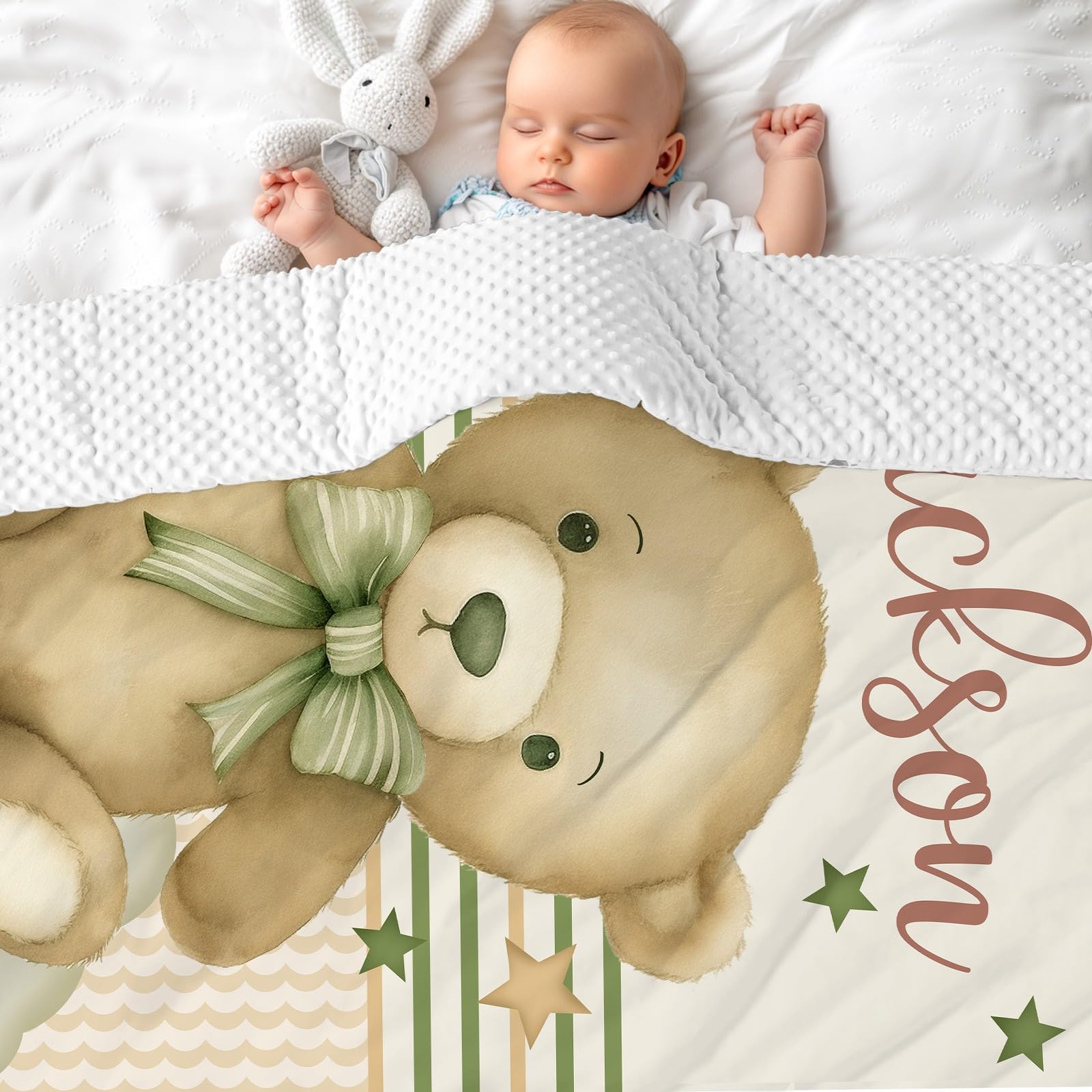 Babydecke mit Name Personalisiert Kuschelige Warme Baumwolle Kinderdecke Individuelle Krabbeldecke doppelseitig Kuscheldecke Geschenk für Mädchen oder Jungen