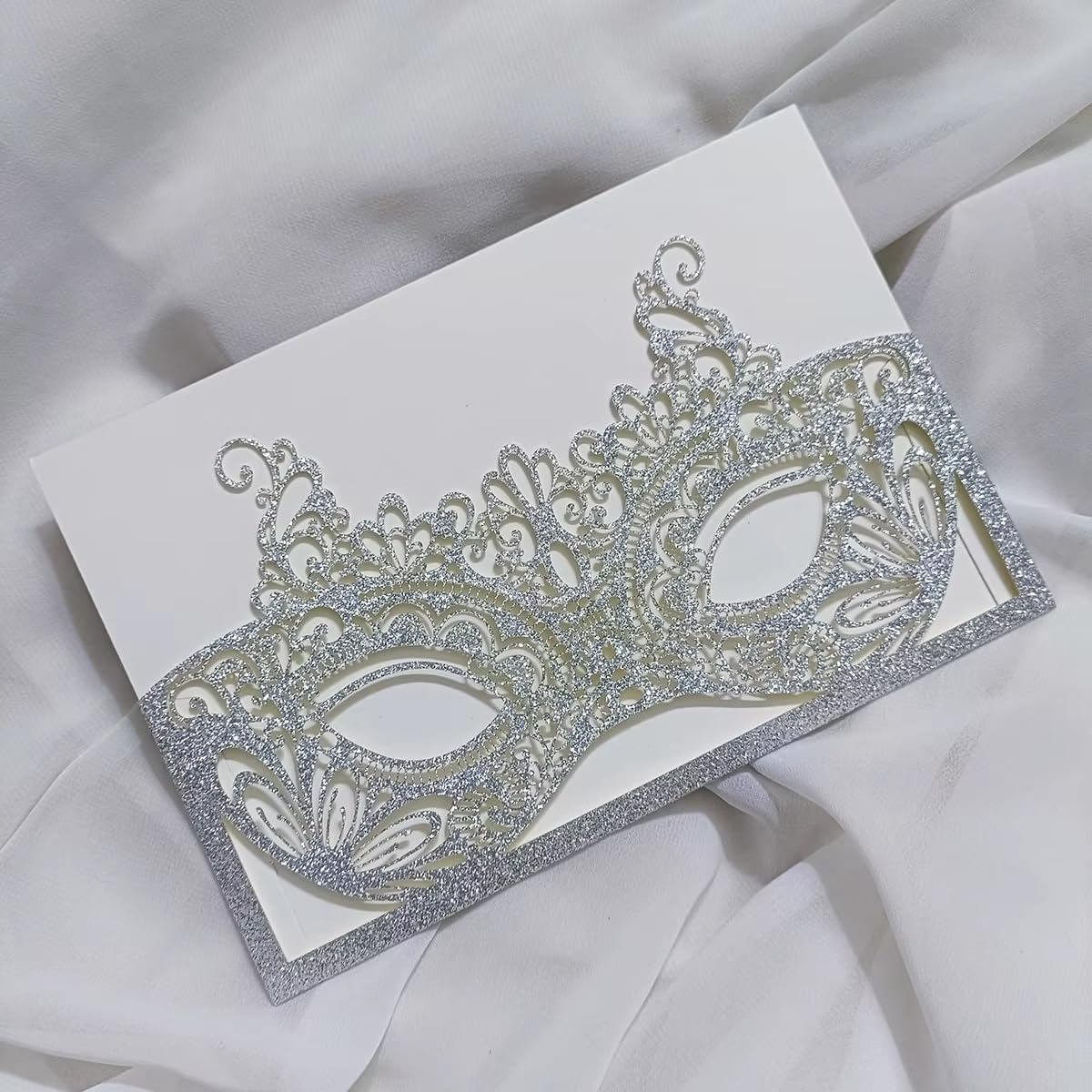 50Sets 5x7 inch Gold Masquerade Invitations with Envelopes - Elegant Quinceanera Wedding Party Invitations Cards for Special Events