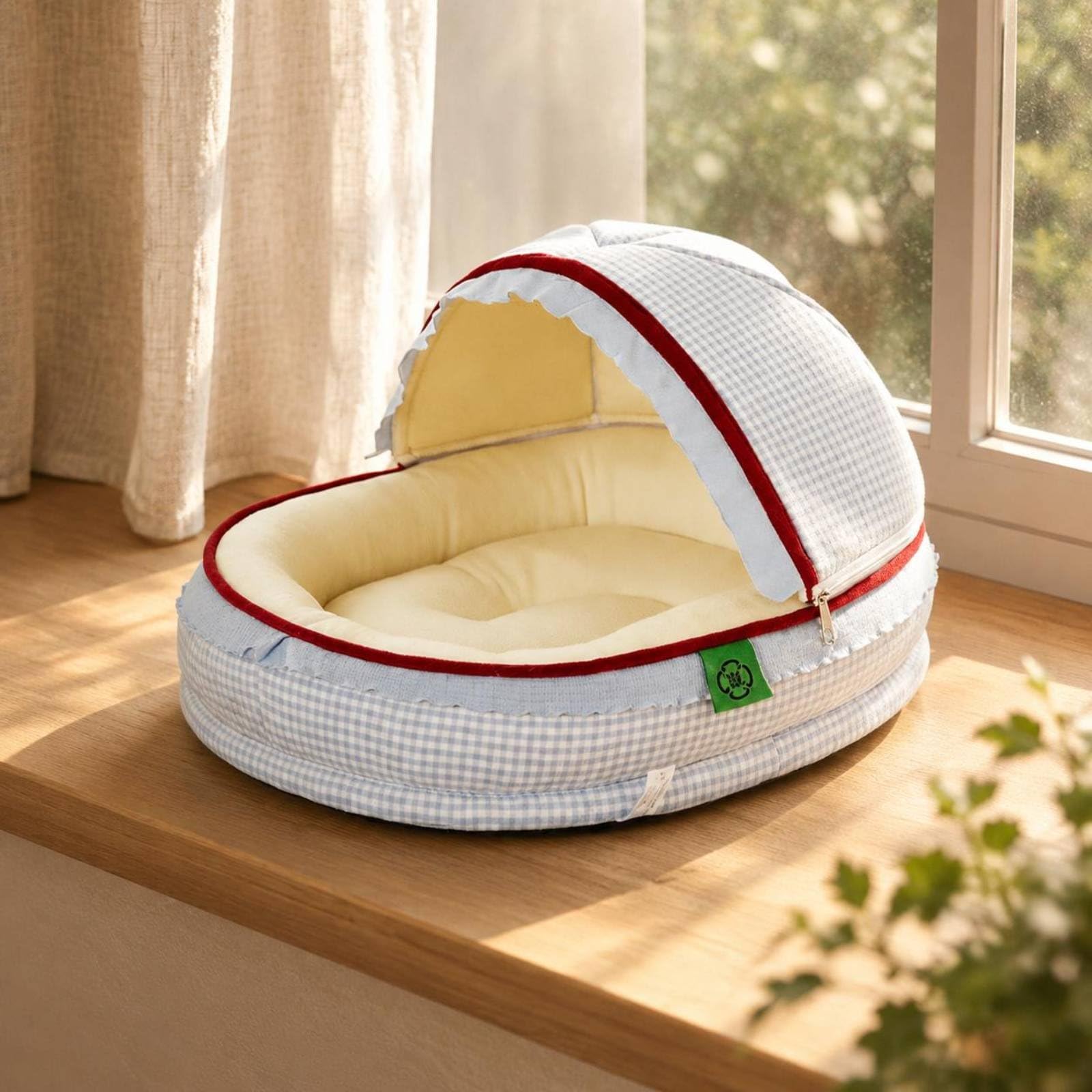 Letto per Gatto Cuccia Nido Grotta Cuscino Struttura Calda Imbottita in Spugna E Cotone PP Modalità Coperta O Aperta Comfort per Lunghi Adatto a Uso Domestico Quotidiano