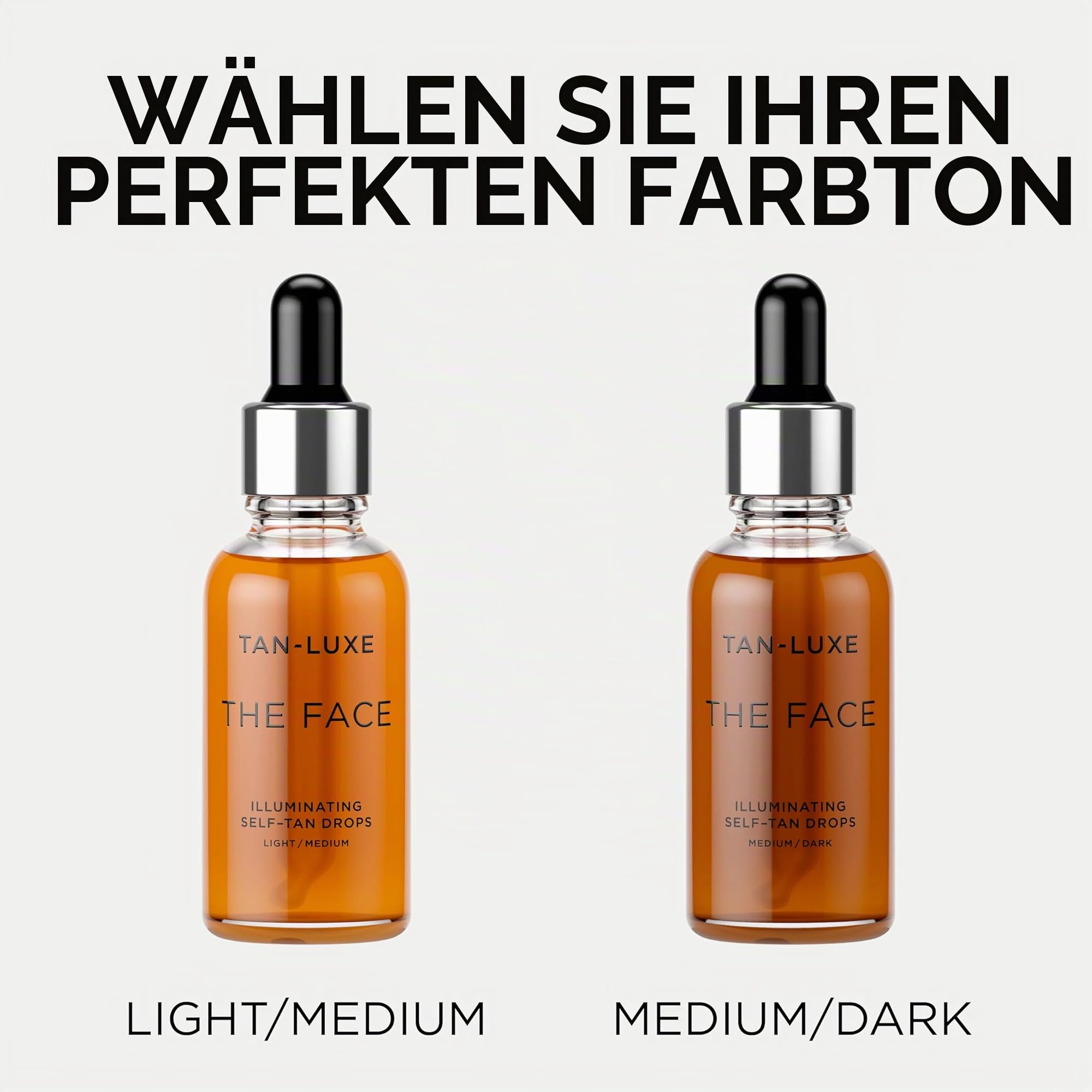 Tan Luxe THE FACE Selbstbräuner-Tropfen, Mittel (30 ml), Bräunungstropfen zur Hautpflege für individuelle Gesichtsbräunung, tierversuchsfrei und vegan