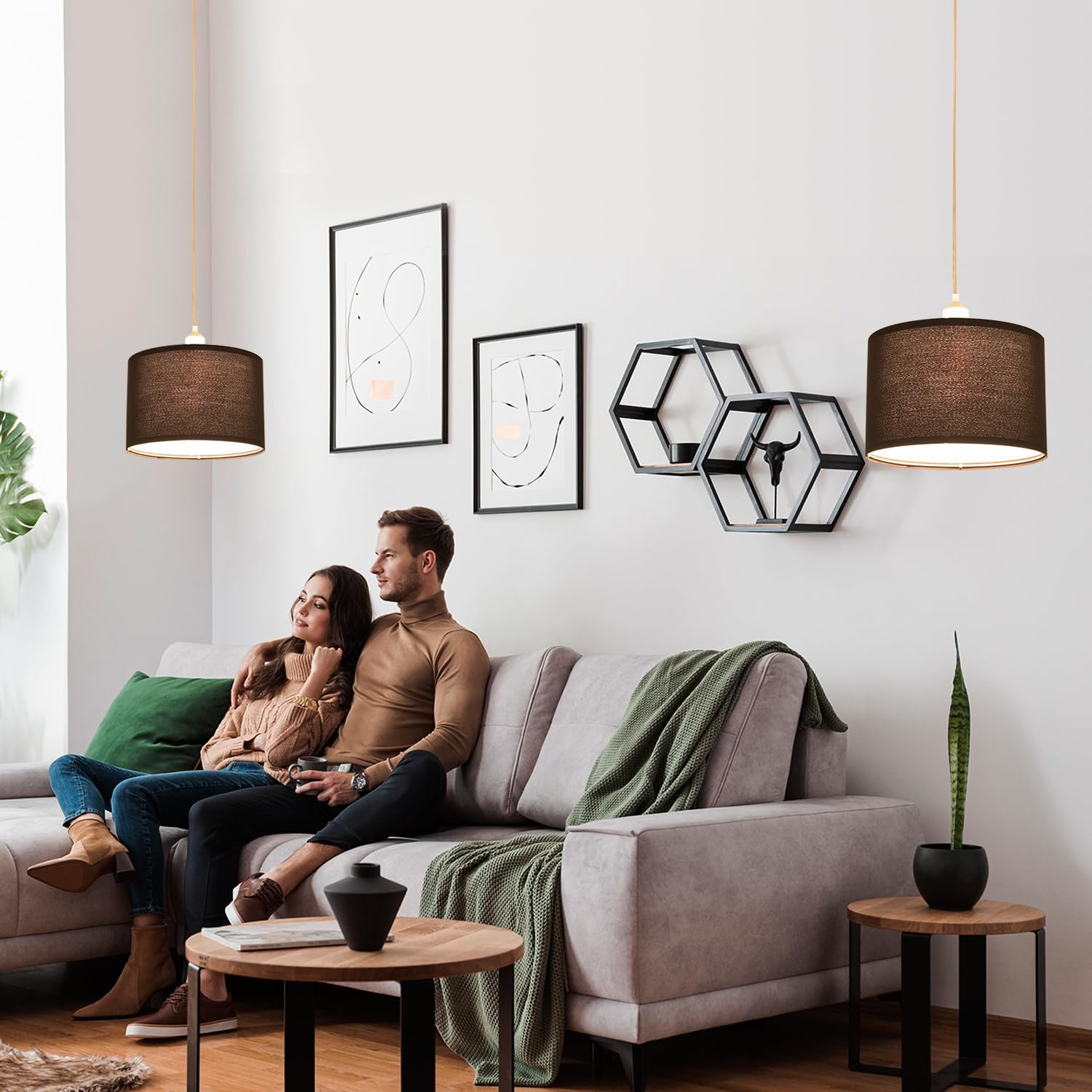 Lampa wisząca, 2 sztuki, lampa wisząca z przezroczystym sznurkiem, włącznik/wyłącznik, czarna tkanina, wisząca oprawa oświetleniowa do sypialni, kuchni, salonu, stołu jadalnego, 2 szt