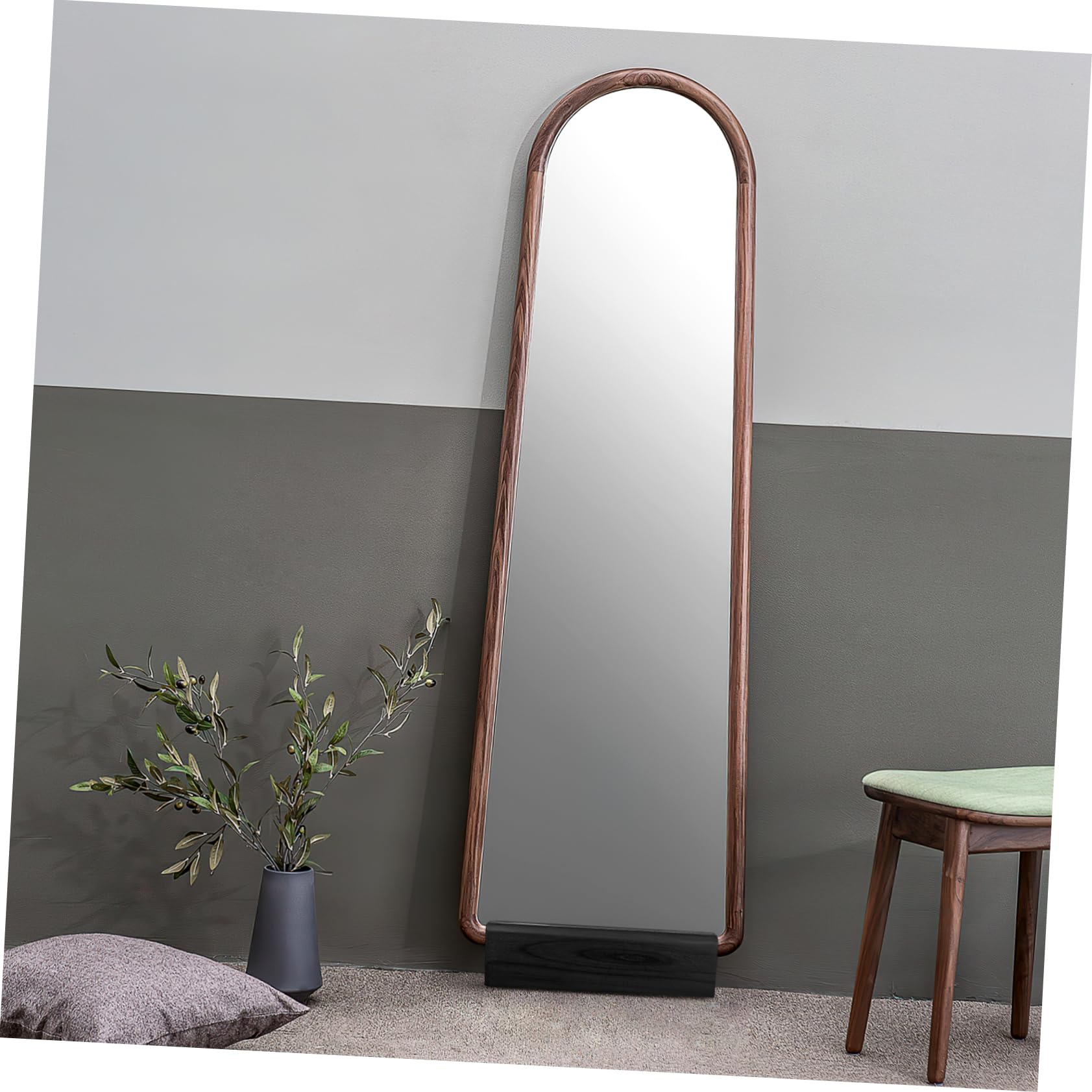 Support De Miroir En Bois Massif Antidérapant 9.84x2.95x2.68in Base De Miroir Sol Multi-Usage