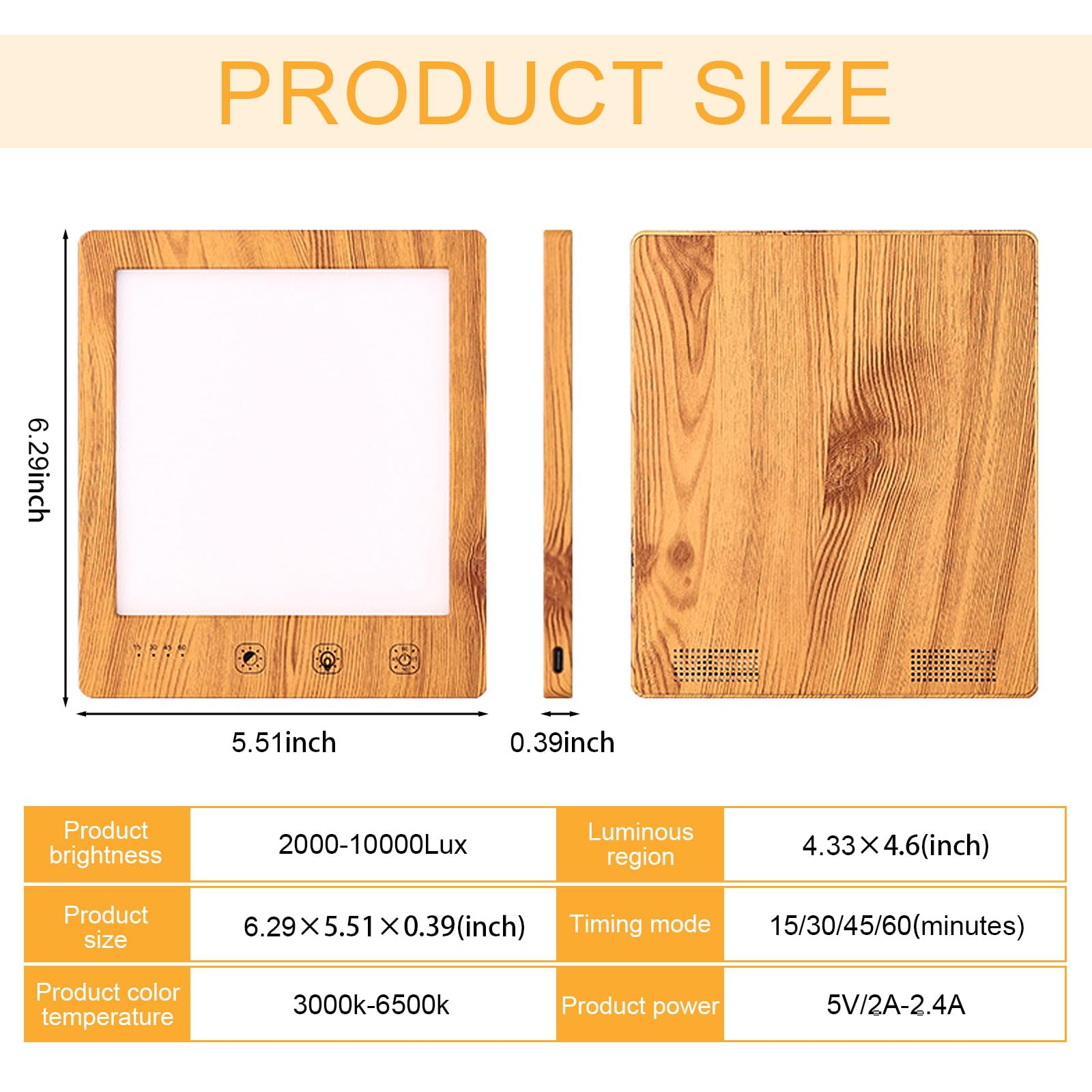 Lampade che riproducono luce solare 10.000 lux, Lampada LED per Fototerapia con 3 Colori di Luce, Controllo Touch, Simulazione della Luce Diurna per Casa, Ufficio (Adattatore non incluso)