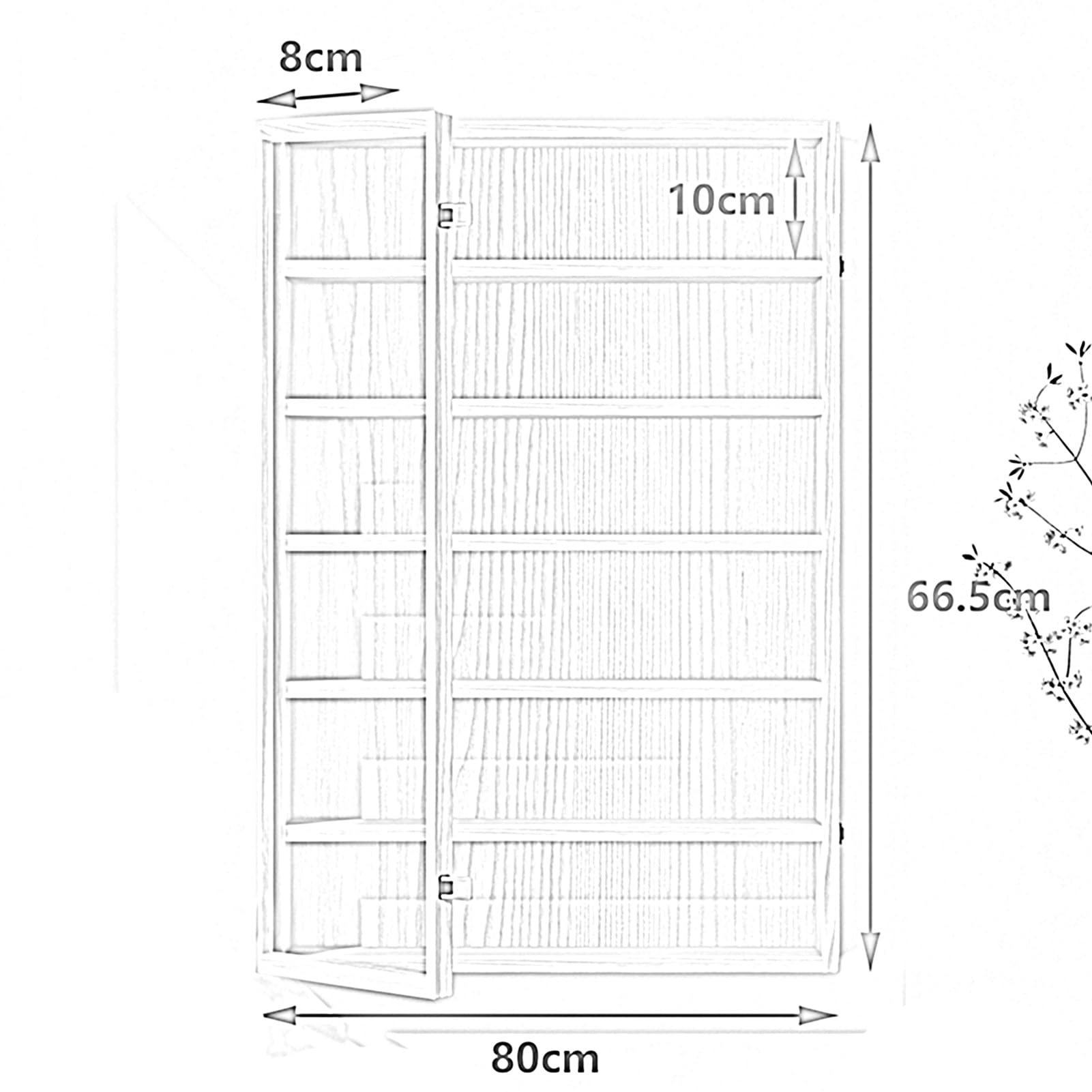 Vetrina in legno a 8 strati per oggetti da collezione, mensola portaoggetti da parete, per giocattoli, figure curiose, casa, soggiorno, camera da letto, ufficio, stanza dei giochi - (80 x 8 x 66,5 cm)