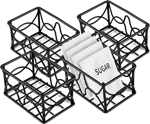 Miniatura 8 de DLUGOPIS 2 unidades de metal negro para bolsas de té, organizador de bolsas de azúcar, contenedor de azúcar pequeño, soporte para crema de café,