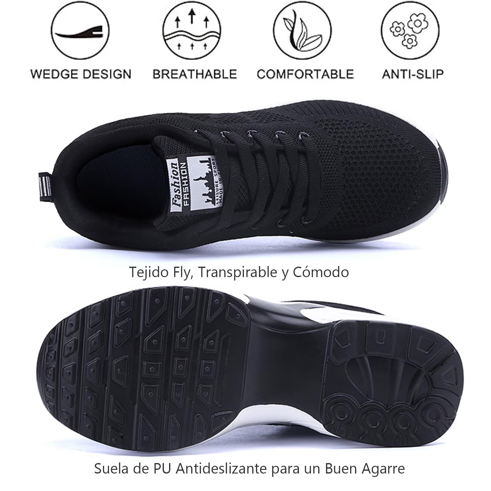 Zapatillas con Tacón de Cuña para Mujer Zapatillas Deportivas Transpirables Zapatos Ligeros Invisibles para Aumentar Estatura