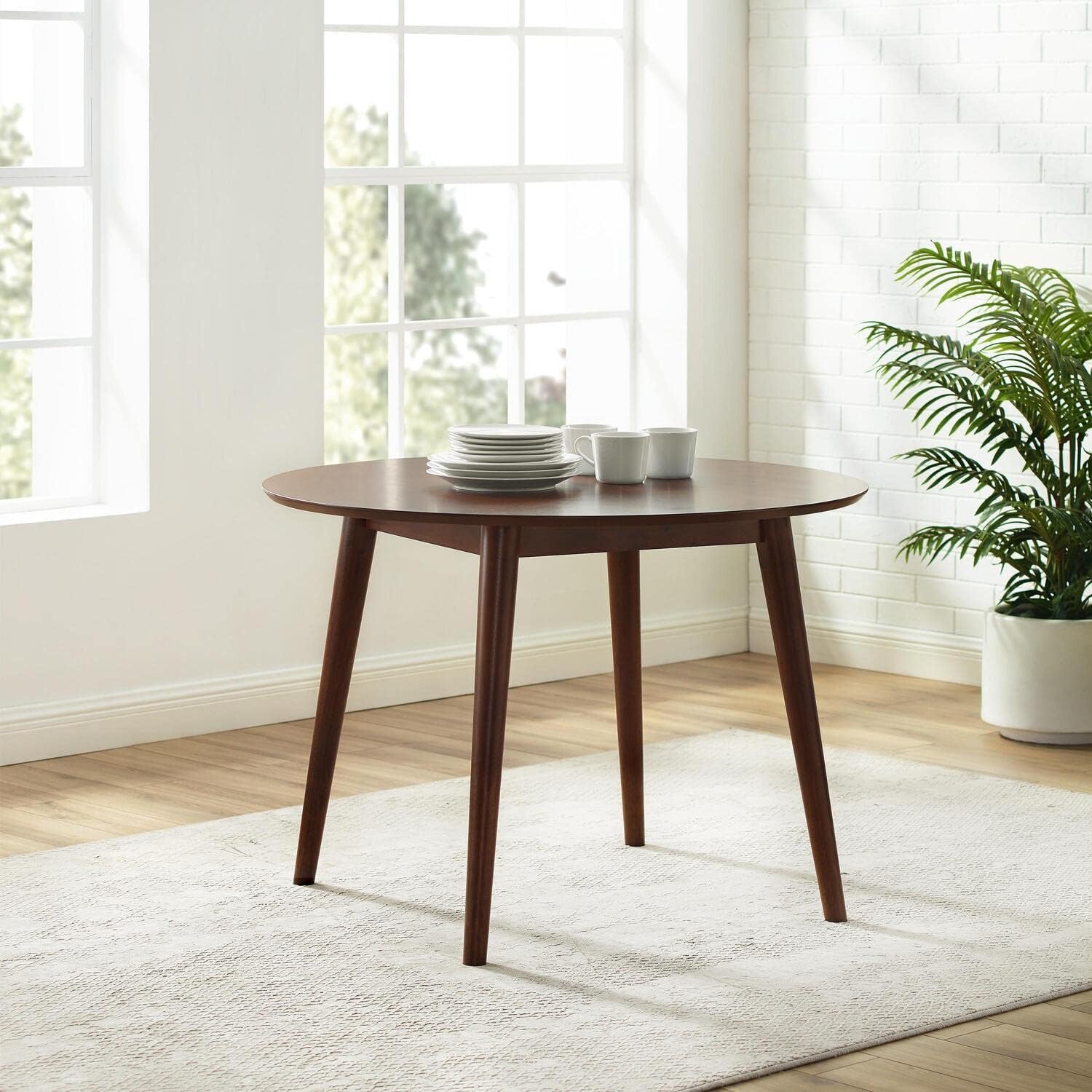 HomeStock Round Dining Table - Mid-Century Modern Wood Table - 41" Diameter - Dining Room Table - Kitchen Table