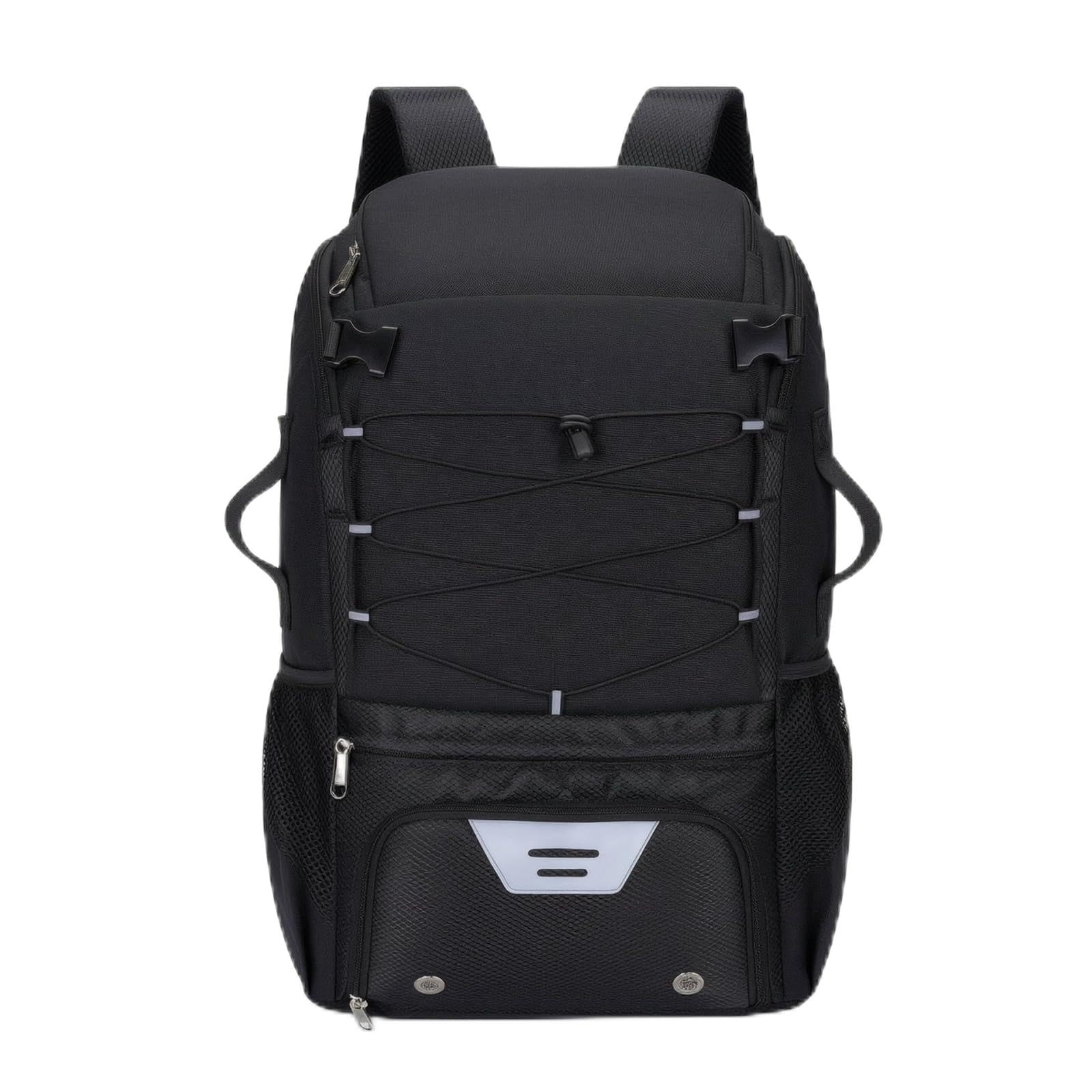 Zaino Sportivo Outdoor Borsa Palestra Zaino Viaggio Zainetto Allenamento Zaino Scarpe Dal Design Strutturato con Tasca Frontale Zip Lacci Elastici E, Nero, Nero