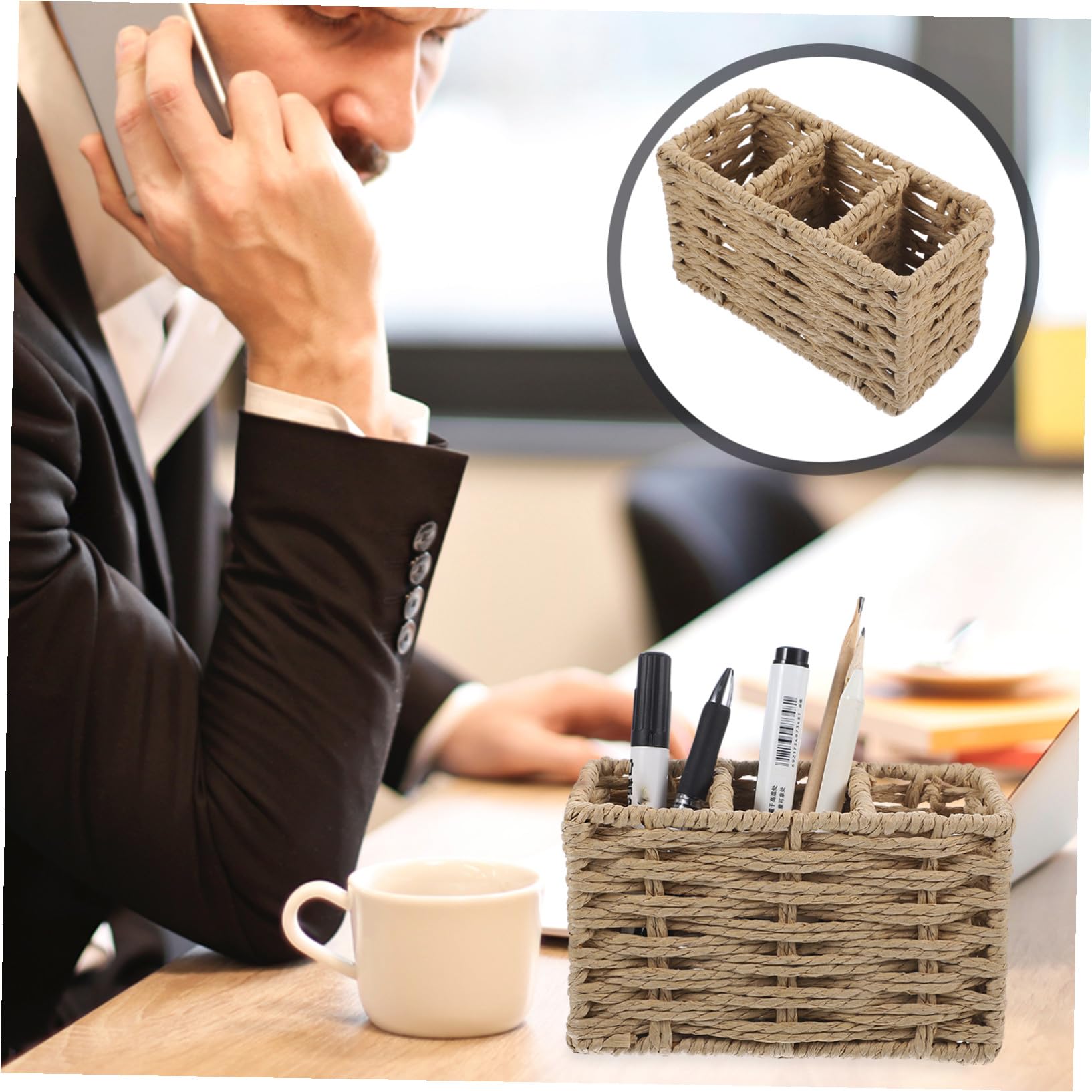 DOITOOL Cubo para Cubiertos Multifunción Soporte para Palillos Novedoso Gran Capacidad Cuerda de Papel Organizador Cocina Utensilios
