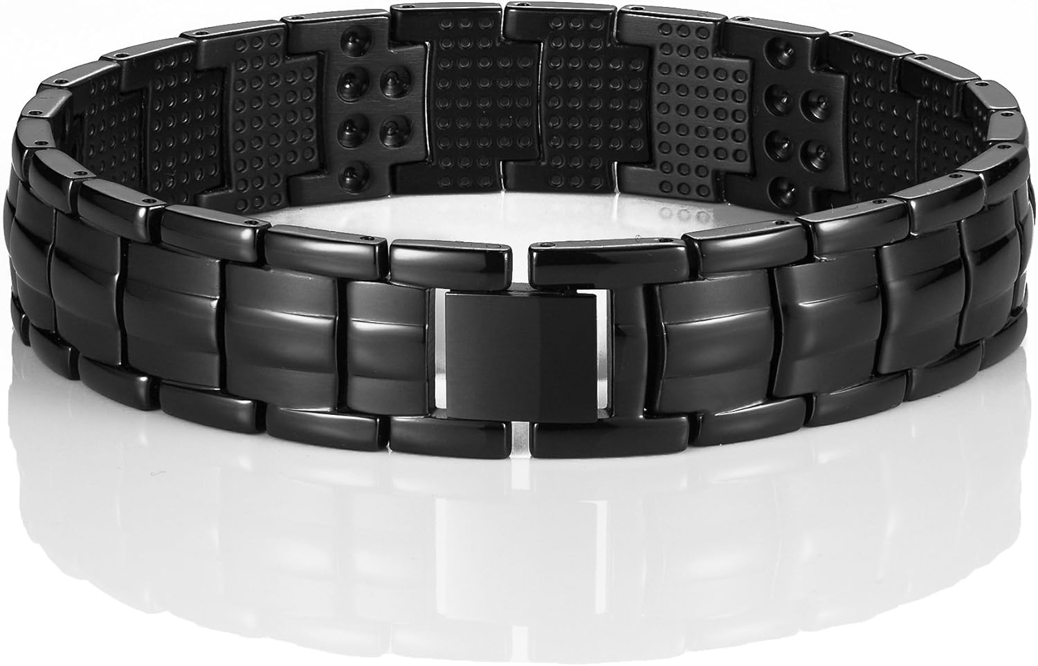 Urban Jewelry Men’s Titanium Bangle Bracelet Collection – Carbon Fiber Inlay, 8.7" Length, Polished Link Design, Black & Blue Variations, Secure Clasp, Gift Box