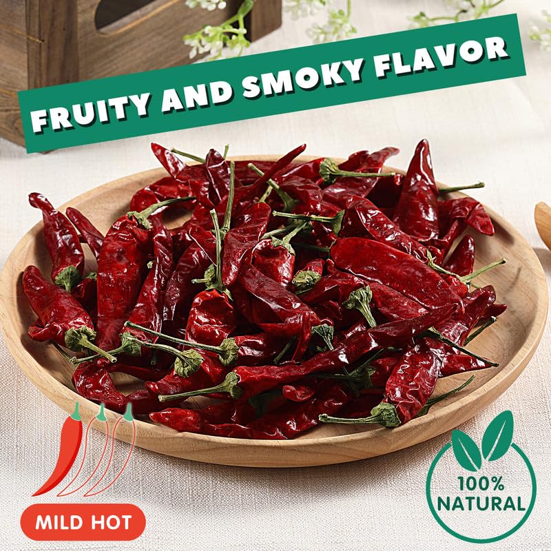 Image of Yimi Dried Chili Peppers 3 Pack Bundle - Arbol, Guajillo, Sichuan Spicy Hot Chiles, Super Pack of Dry Whole Pepper Chiles, for Mexican Asian Dish (18oz Total), Ideal for Gift