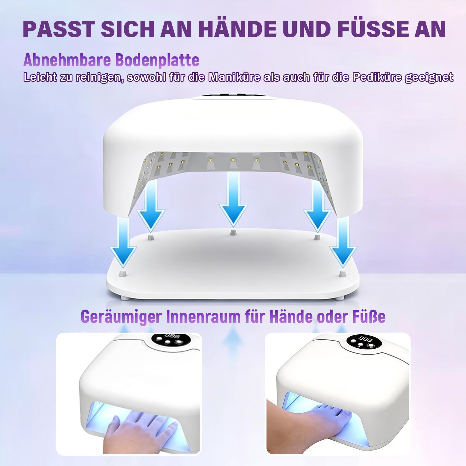 R7 150W Professionelle UV Lampe für Gelnägel,10 Zoll UV Lampe Nägel (Weiß)