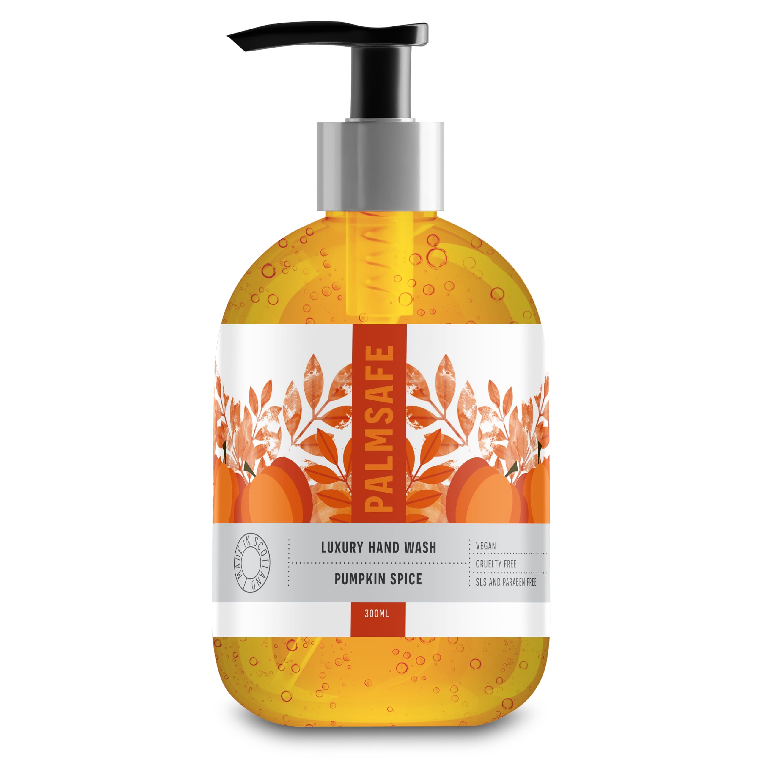 Palmsafe Pumpkin Luxury Hand Wash Soothing Hand Cleanser Hydrates Sensitive or Irritated Skin - Natural Bioactives to Nourish and Moisturise Vegan-friendly