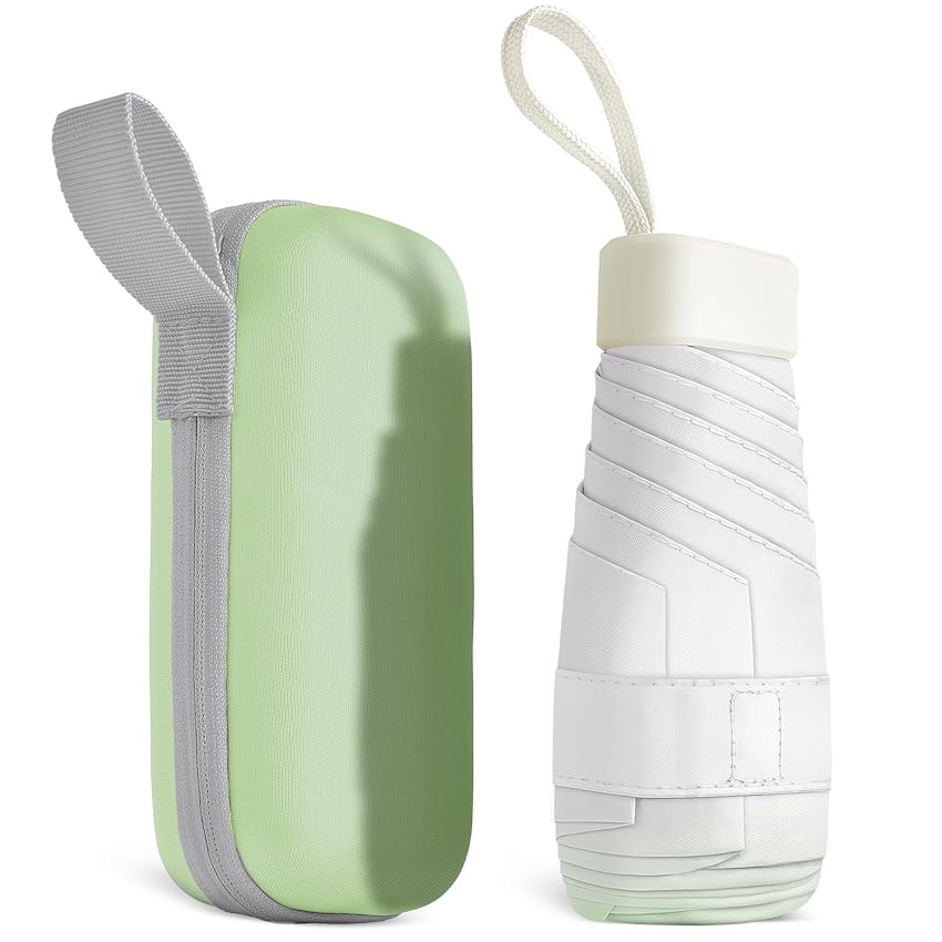 Aolso Mini Ombrello,6 Costole Ombrello Pieghevole Antivento da Viaggio,Ombrelli Piccolo,UPF50+ Ombrelli da Sole/Pioggia-Verde Sfumato