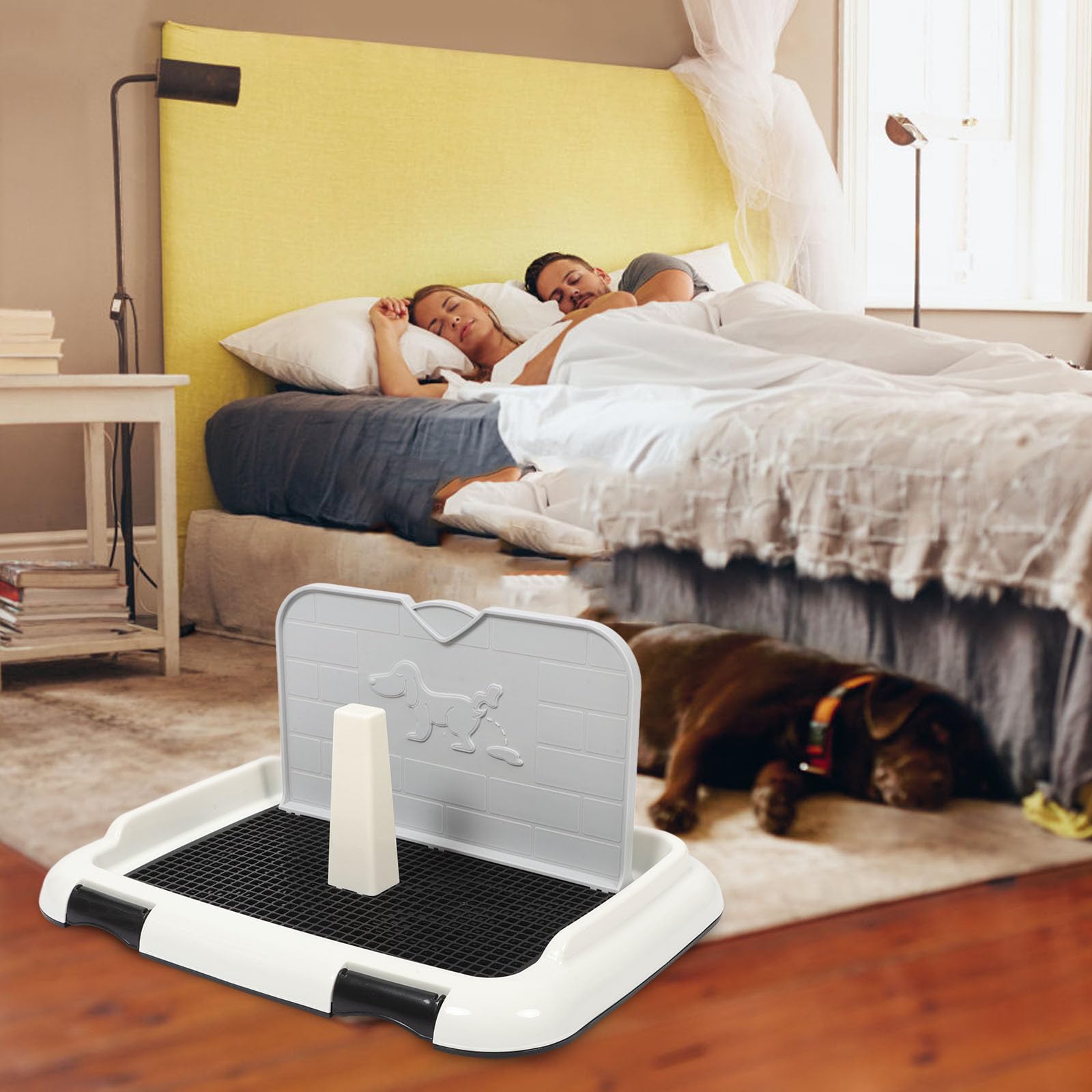 FOMIYES Toilette pour Chien Antidérapante, Bac D’apprentissage Propreté pour Chiot, Plastique Robuste, Petite Taille Mur, Intérieur et Apprentissage Propreté