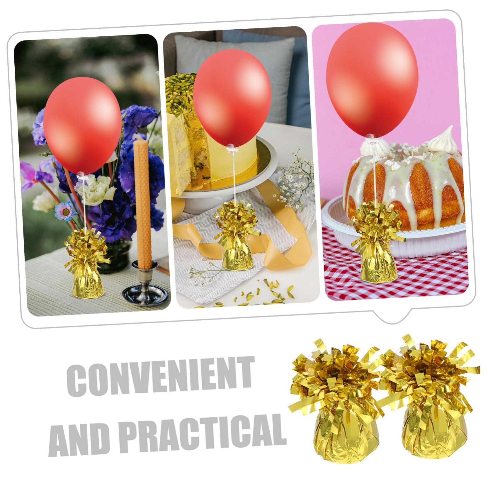 Ballongewichte 6 Stück Gold aus PVC, Zement und Kunststoff für Events | Geeignet für Folien und Latexmodelle, Drinnen Wie Draußen Nutzbar, Hält Aufsteigende Luft Sicher Unten