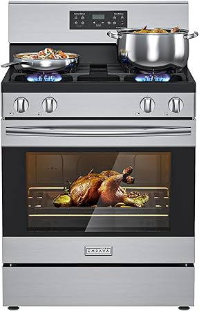 Empava Gas Range, 4.8 Cu.Ft Oven with Touch Timer, 4