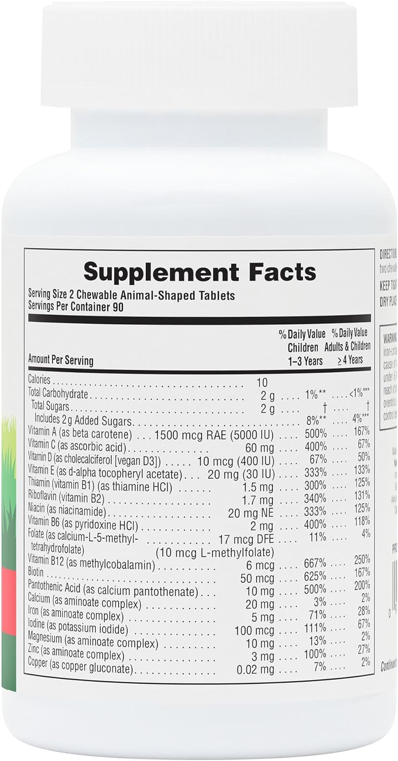NaturesPlus Animal Parade Children's Chewable Multivitamin - Cherry Flavor - 180 Animal-Shaped Tablets - Promotes Health & Well-Being - Vegetarian, Gluten Free - 90 Servings - Image 4