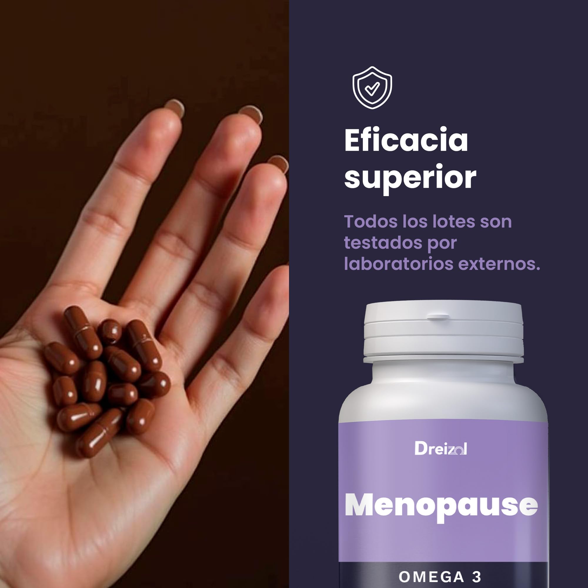 by Brudy Lab - Omega 3 Menopausia - 8 en 1– Cápsulas con DHA, EPA y DPA en Triglicéridos, con Vitaminas y Minerales - Alivia los Síntomas de la Menopausia - Sin Gluten ni Lácteos - 60 Cápsulas