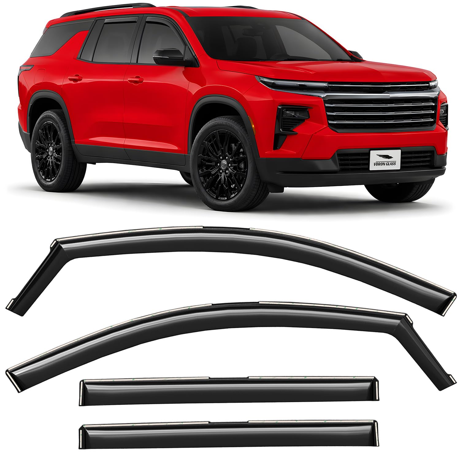 Voron Glass in-Channel Extra Durable Rain Guards for Chevrolet (Chevy) Traverse 2024-2026, Window Deflectors, Vent Window Visors, 4 Pieces - 200798
