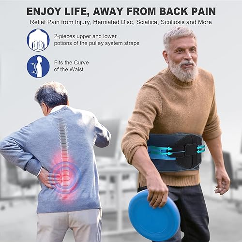 Miniatura 10 de TIMTAKBO - Cinturón de apoyo lumbar cómodo para mujeres y hombres, alivio del dolor de espalda baja, descompresión lumbar inferior para hernia de