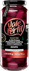Vale Fértil Azeitona Preta Em Conserva Azapa Com Caroço Premium Vidro 360G Pequeno