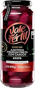 Vale Fértil Azeitona Preta Em Conserva Azapa Com Caroço Premium Vidro 360G Pequeno