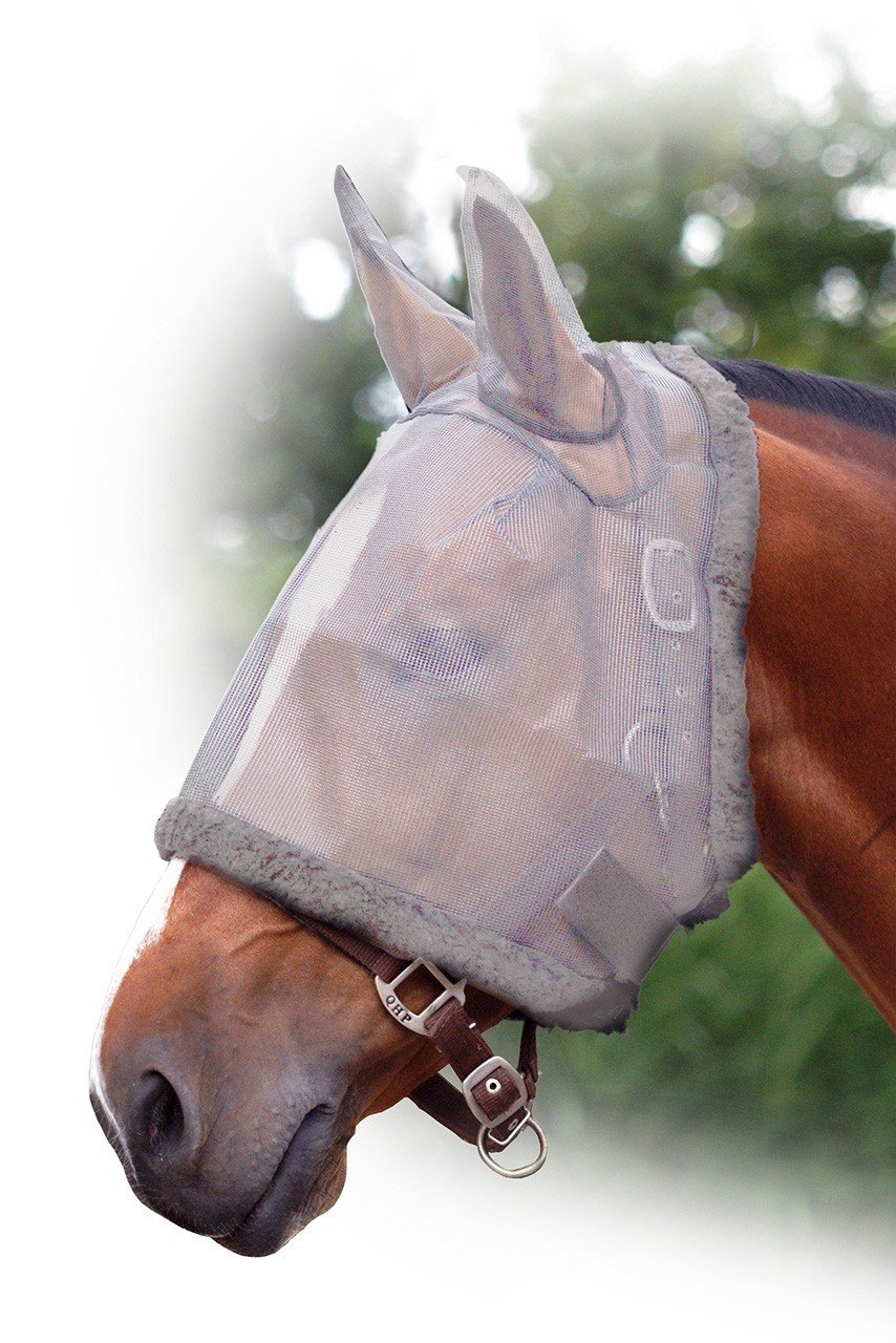 Fliegenschutzmaske QHP avec oreilles pour poulain - Gris