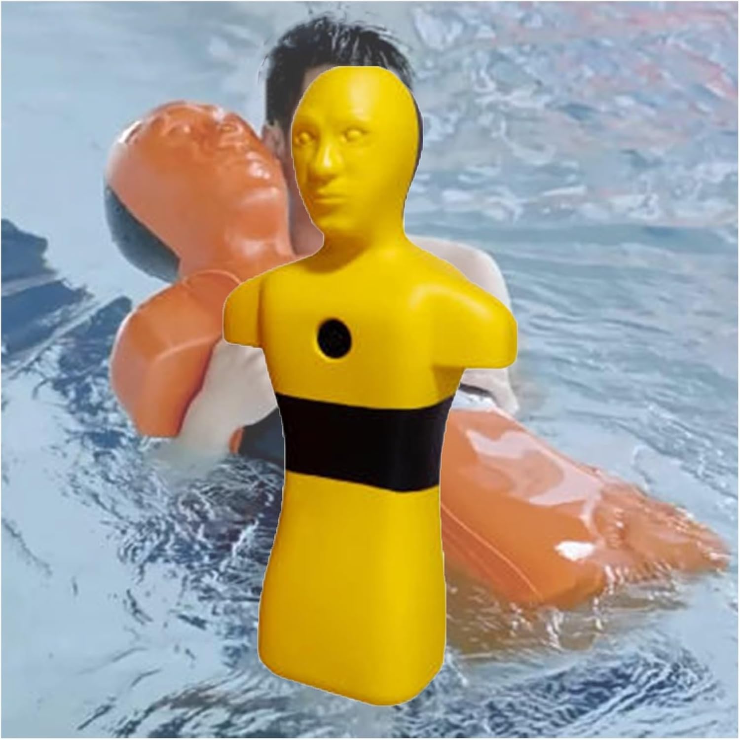 Water Rescue Simulation Dummy, Plastic Reusable Training Model,with 3 Inlet Outlet Holes,for Pool Towing Drowning Drill(Orange)