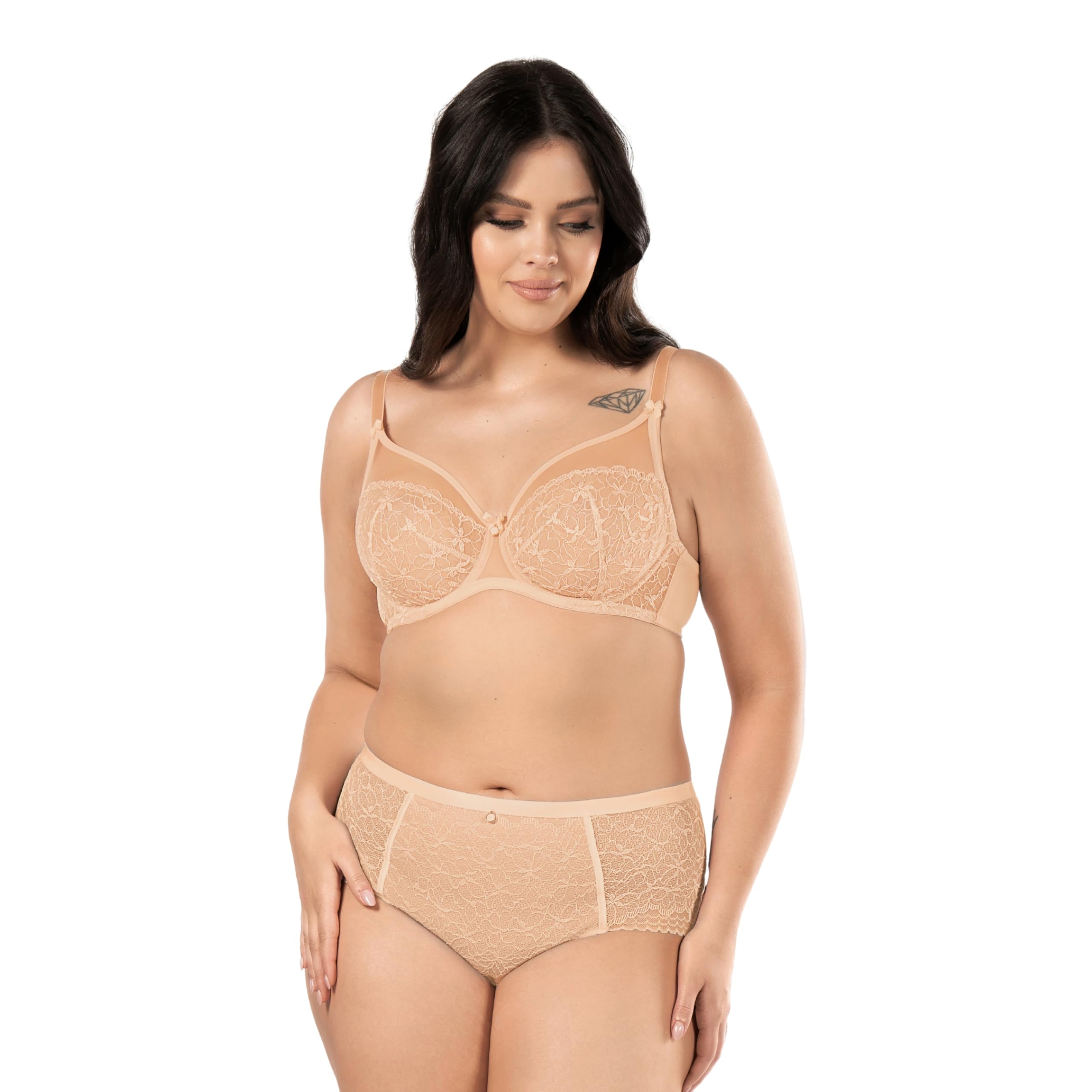 Elisabeth Soft - Sujetador Mujer con Aro, Tirantes y Encaje - Reductor - Soft - Tallas Grandes -Ropa Interior Mujer - Lencería - Elegante - Negro - 65E