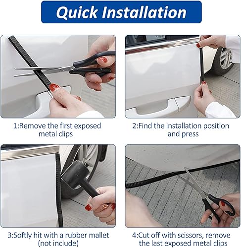 Miniatura 3 de Protectores de borde de puerta de automóvil de 33 pies, protector de borde de puerta de ajuste universal negro, moldura de goma en forma de U para