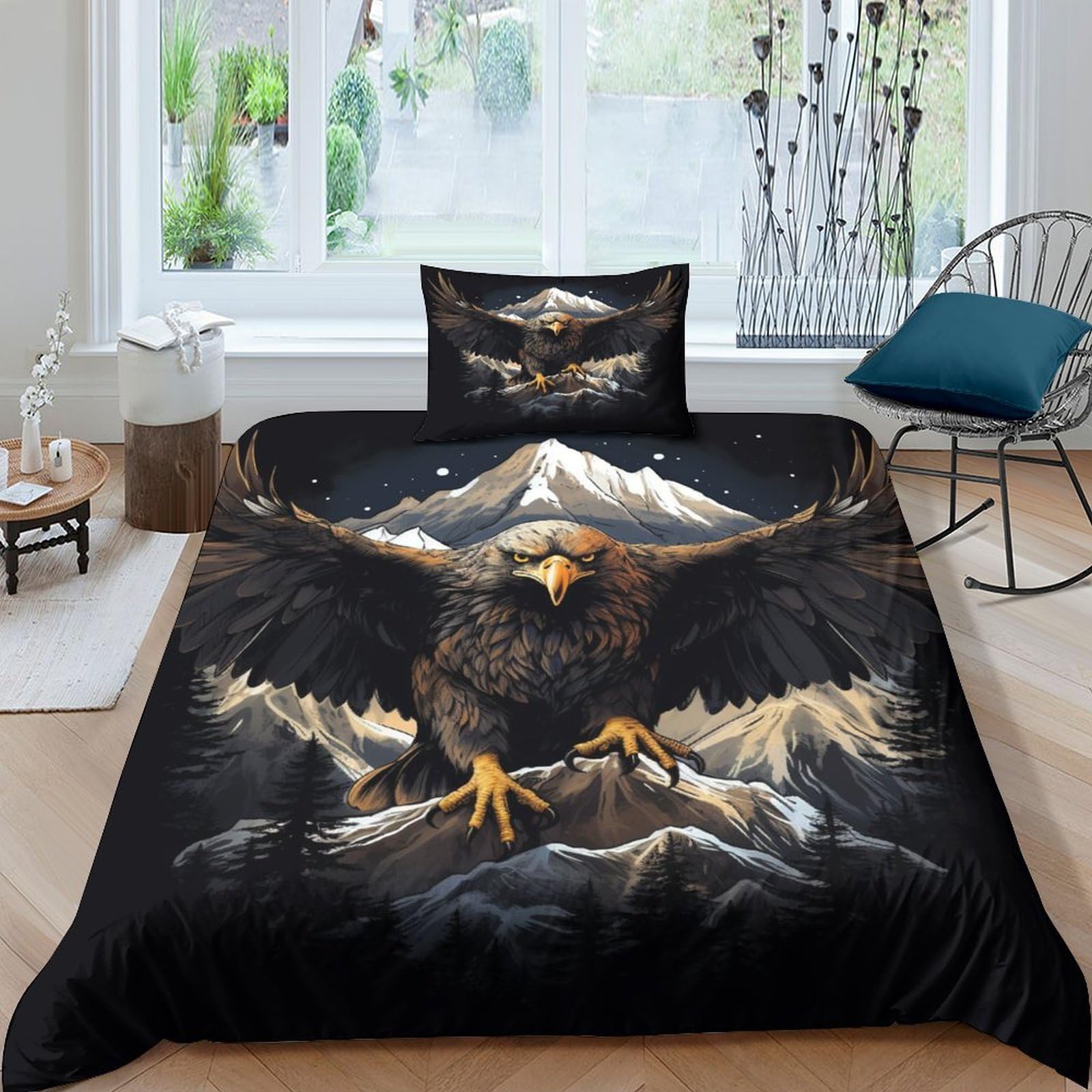 Parure de lit Aigle 3D respirante en microfibre super douce pour un sommeil thermorégulé