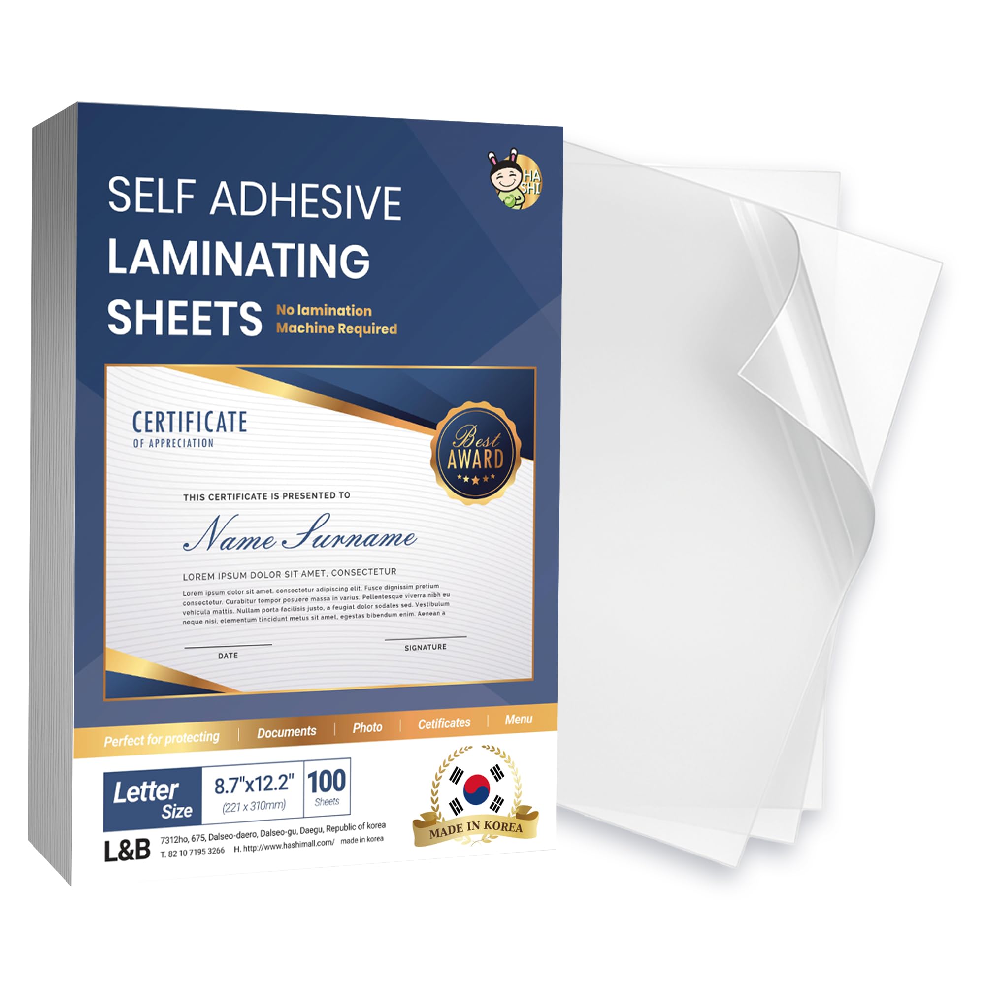 No Heat Laminating Sheets Self Sealing 8.5 x 11 Inch, 100 Pack, 4mil Thickness, Transparent, No Machine Self Adhesive Laminating Sheets, Protect