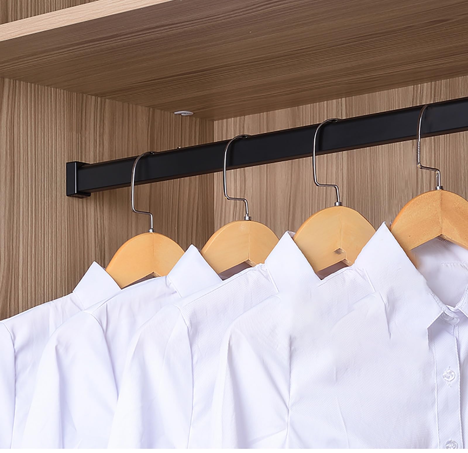 Garderobenstange Aluminium mit Befestigungselementen Kleiderschrank Bar, Heavy Duty abnehmbare Kleiderschrank Kleiderbügel Schiene für Kleiderschränke Schrank Waschküche ( Color : Black , Size : 60cm