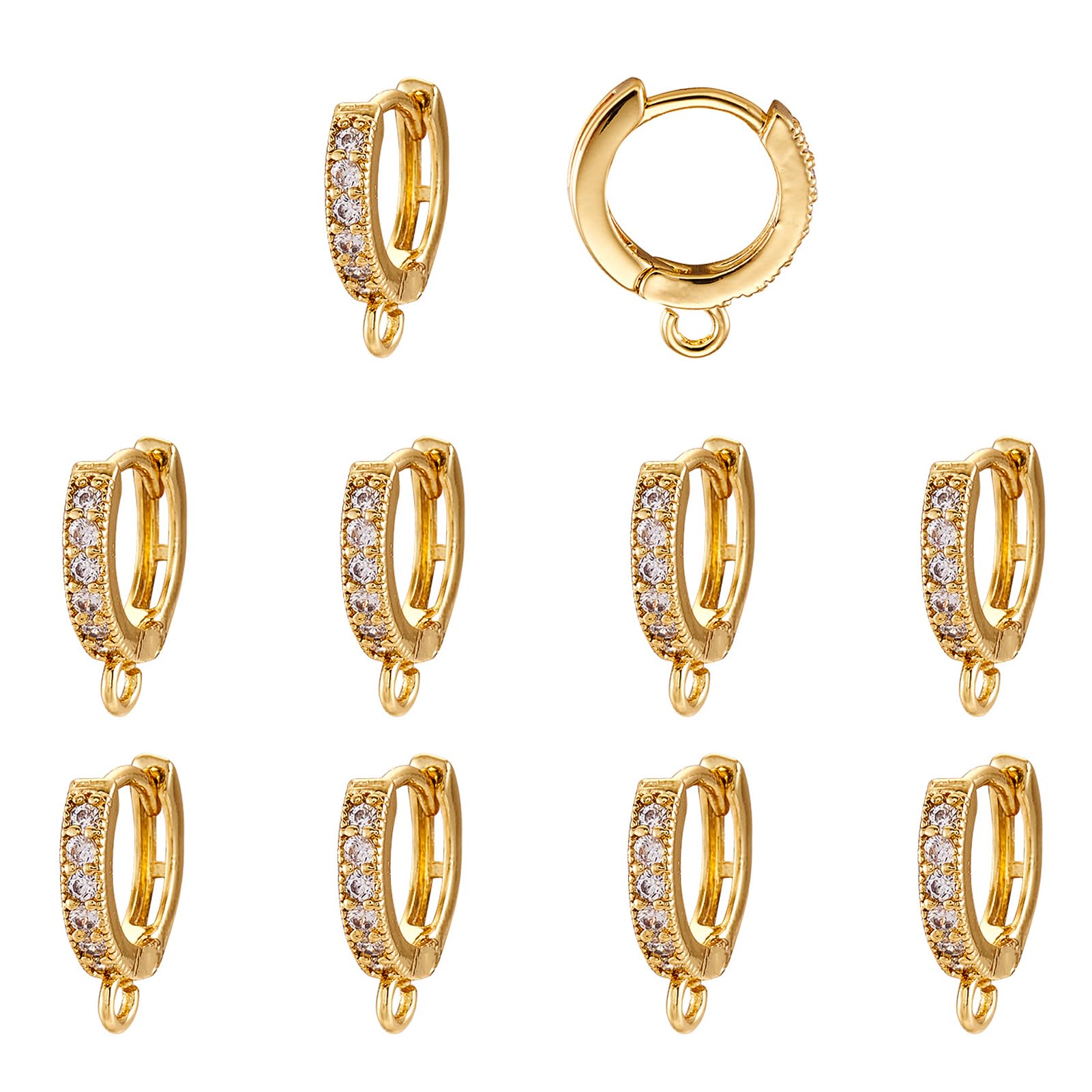 Crochets de boucles d'oreilles créoles laiton or 18 carats apprêts bijoux zirconium